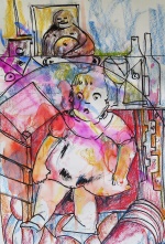 Doll at Halfwayhouse Mixed media, 2016 70x50 cm